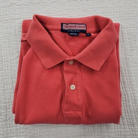 Vineyard Vines Polo Shirt Men’s L Coral Slim Fit Whale Stretch Classic Cotton - Picture 14 of 15